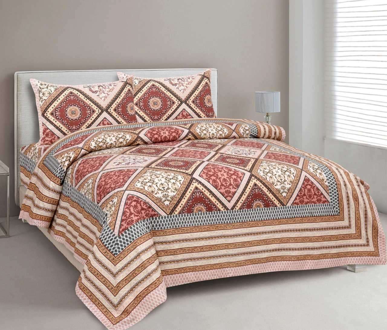pr carnival beautiful cotton single bedsheet with two pillow covers