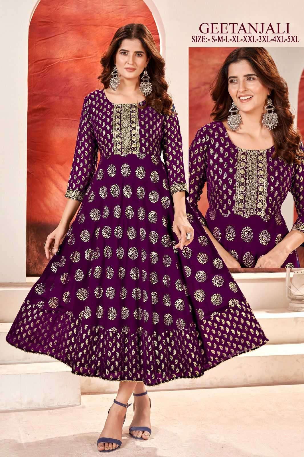 pr geetanjali series 1001-1006 faux georgette kurti