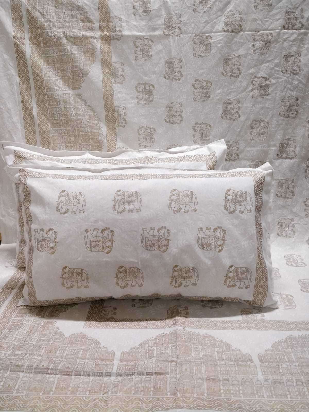 pr gold print beautiful cotton bedsheet