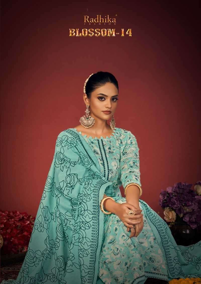 radhika azara blossom vol 14 series 78001-78006 cotton print suit