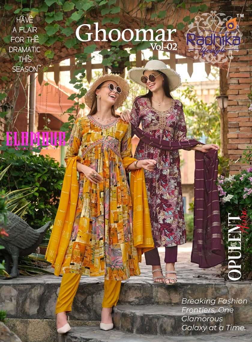 radhika lifestyle ghoomar vol 2 series 2001-2008 rayon print suit 
