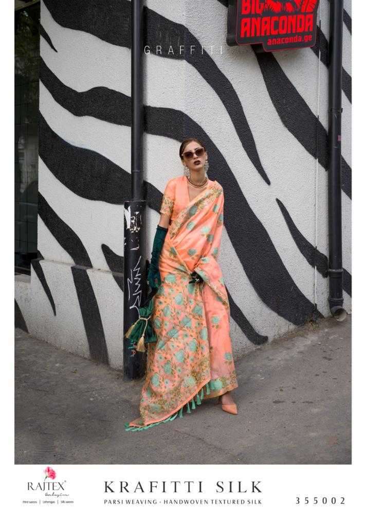 rajtex krafitti silk series 355001-355006 fancy silk saree