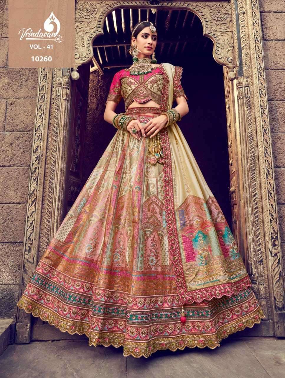 royal designer vrindavan vol 41 series 10258-10263 banarasi silk lehenga