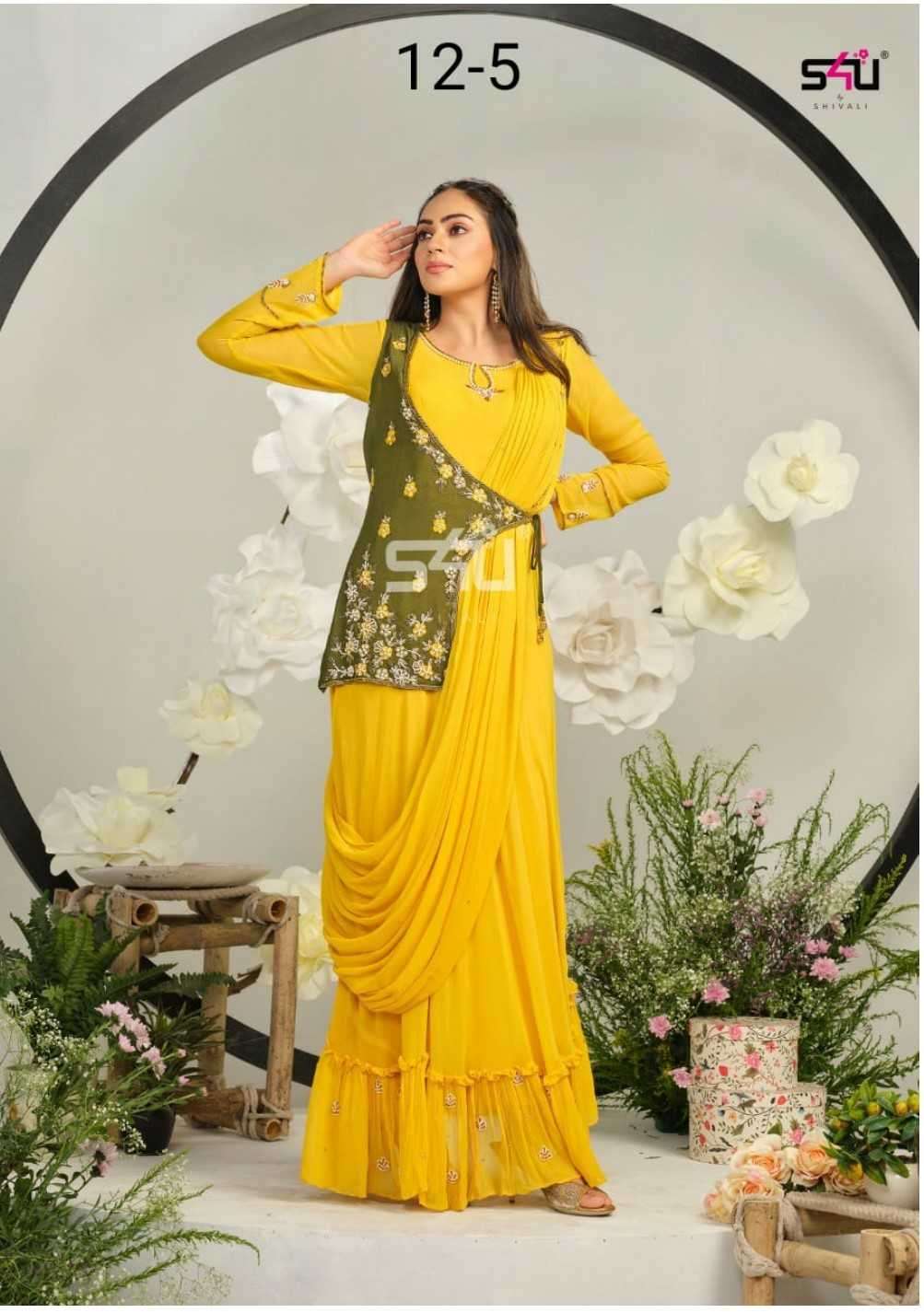 s4u pr 12-5 readymade party wear long designer dress combo set