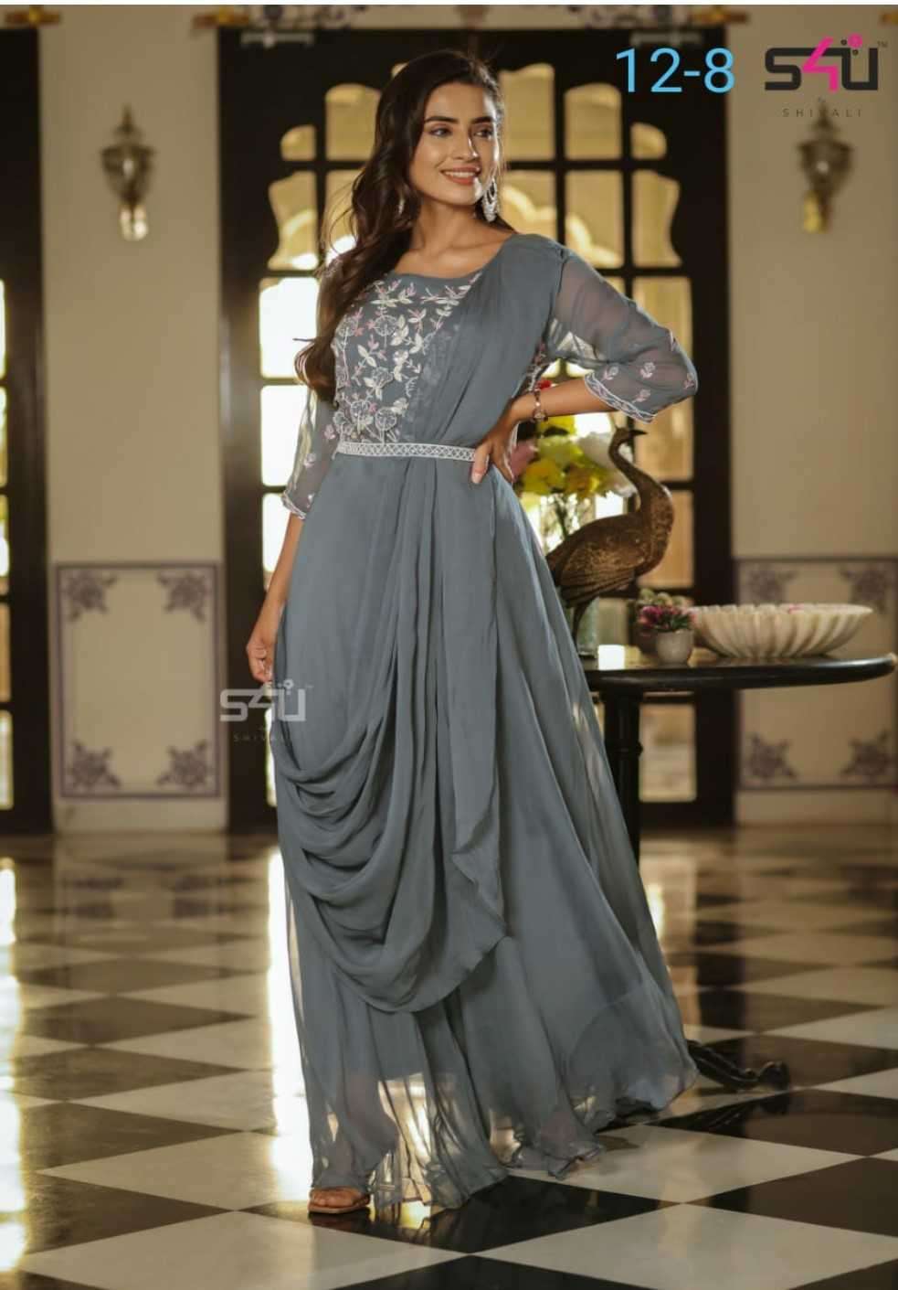 s4u pr 12-8 readymade occasion wear long designer dress combo set