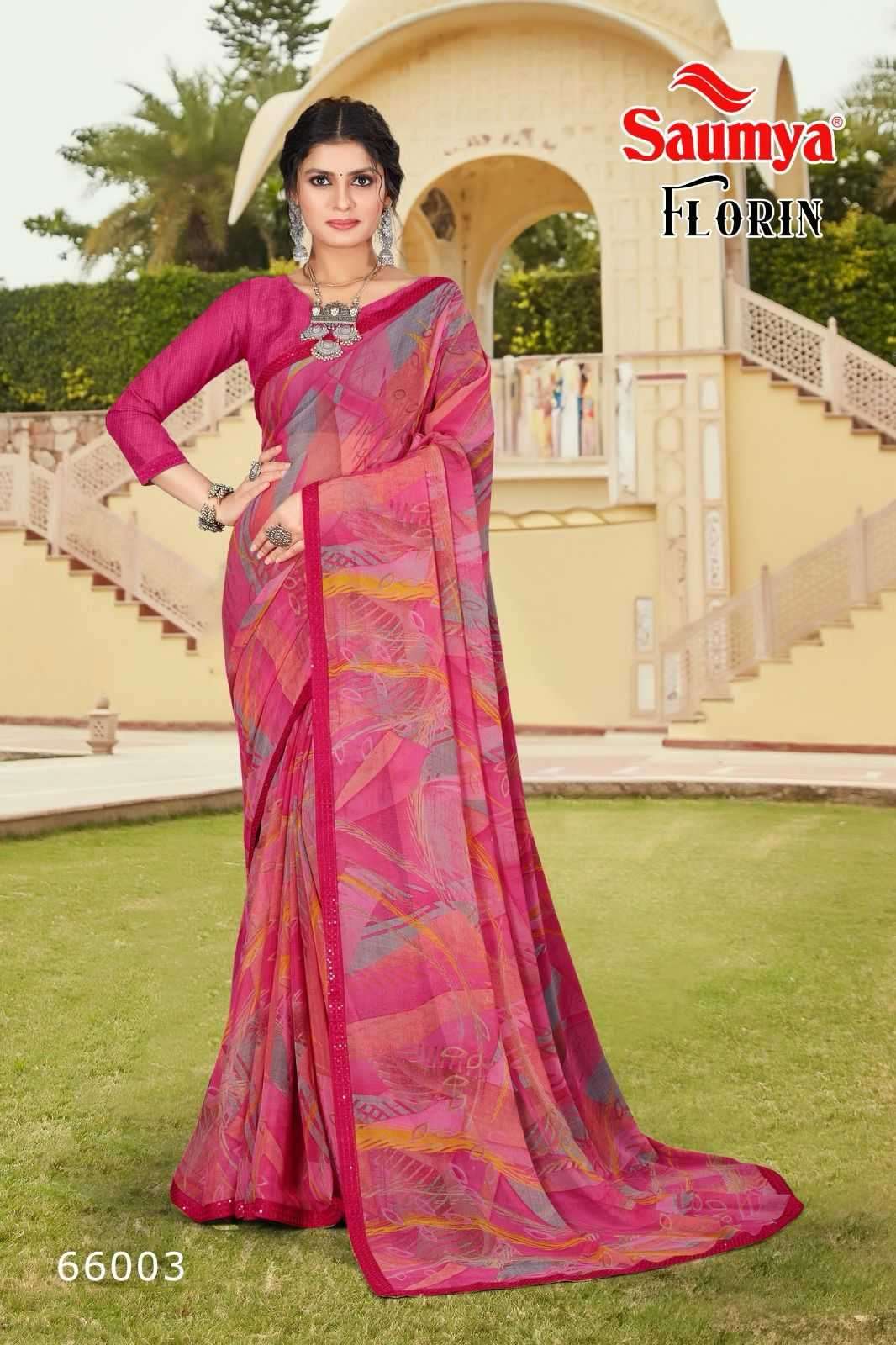 saumya florin series 66001-66006 faux georgette saree 