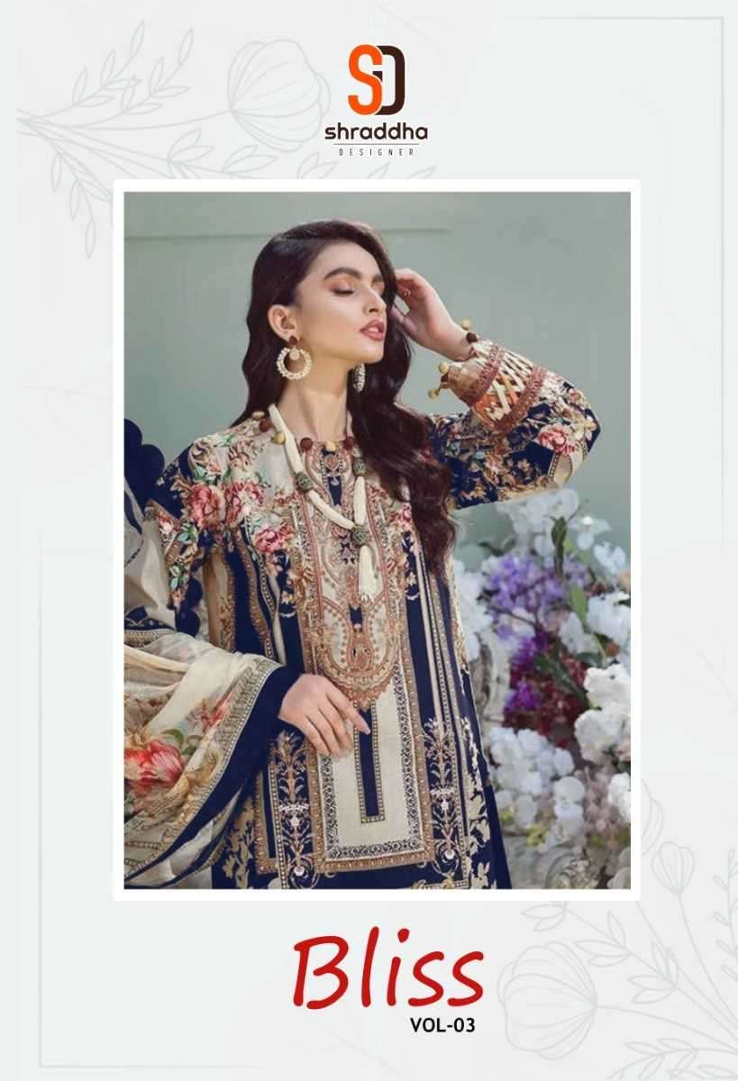shraddha designer bliss vol 1 series 3001-3004 lawn cotton suit 
