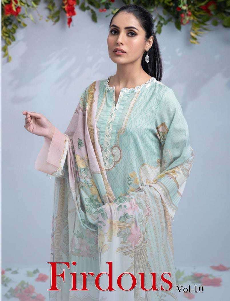 shraddha firdous vol 10 series 10001-10003 lawn cotton suit 