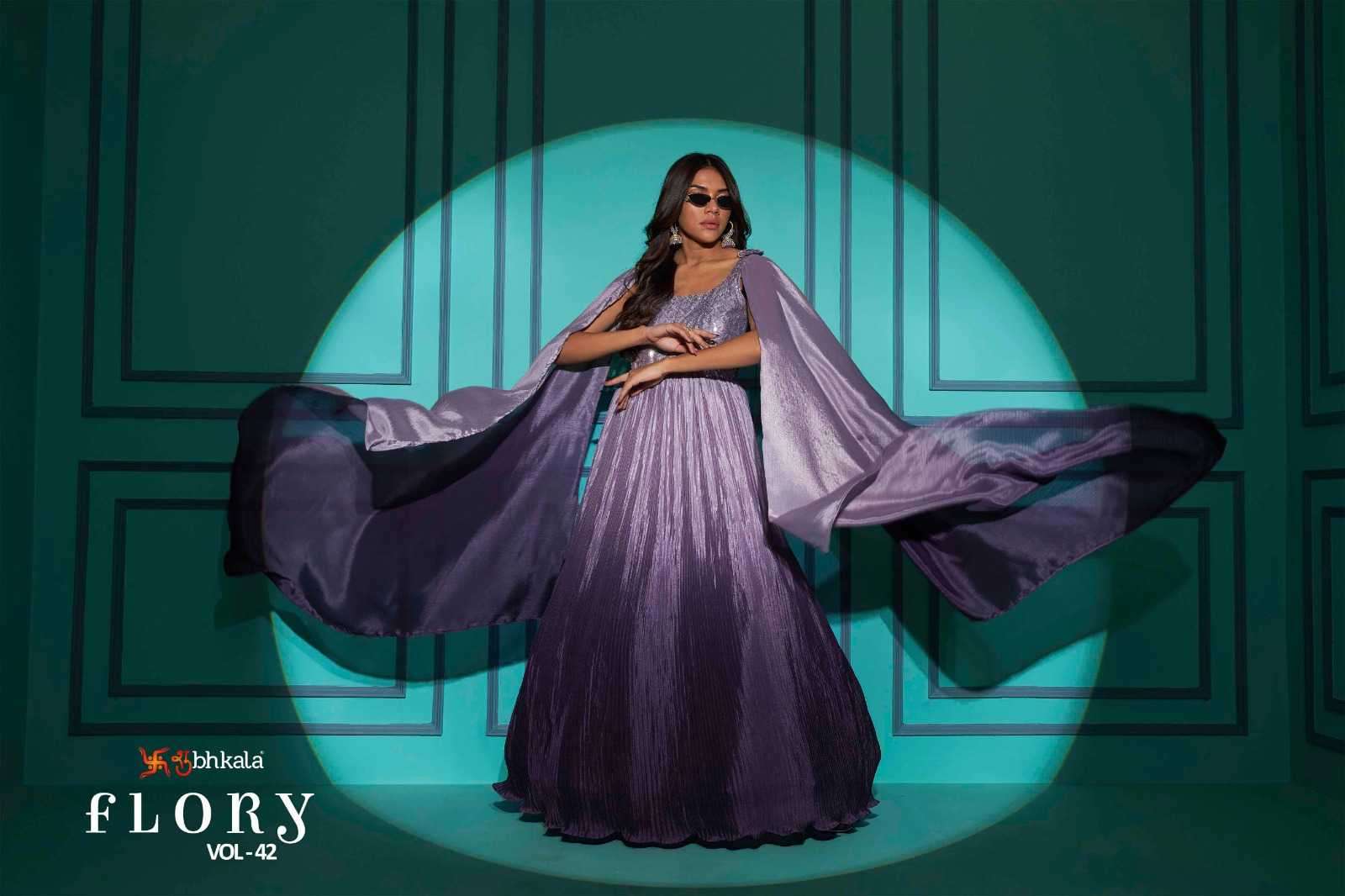 shubhkala flory vol 42 series 4981-4985 chinon long gown with dupatta