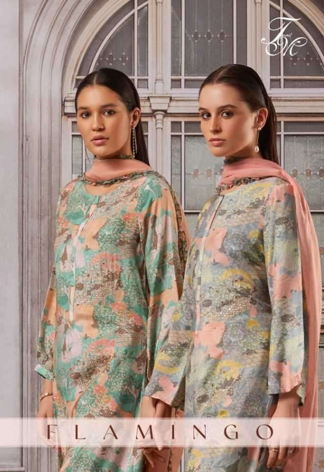 t&m designer flamingo 370 ab cotton silk suit 