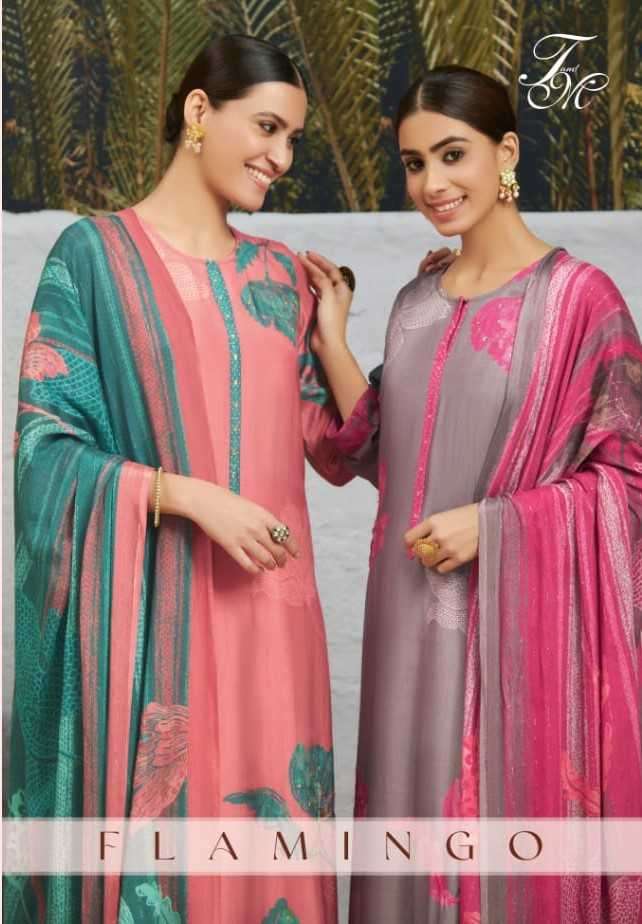 t&m designer flamingo 530 ab unique muslin silk suit 