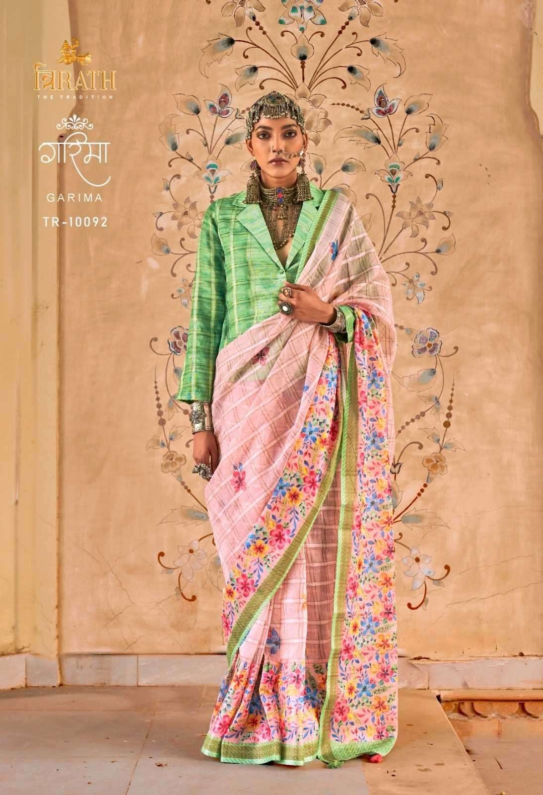trirath garima series 10088-10094 linen saree