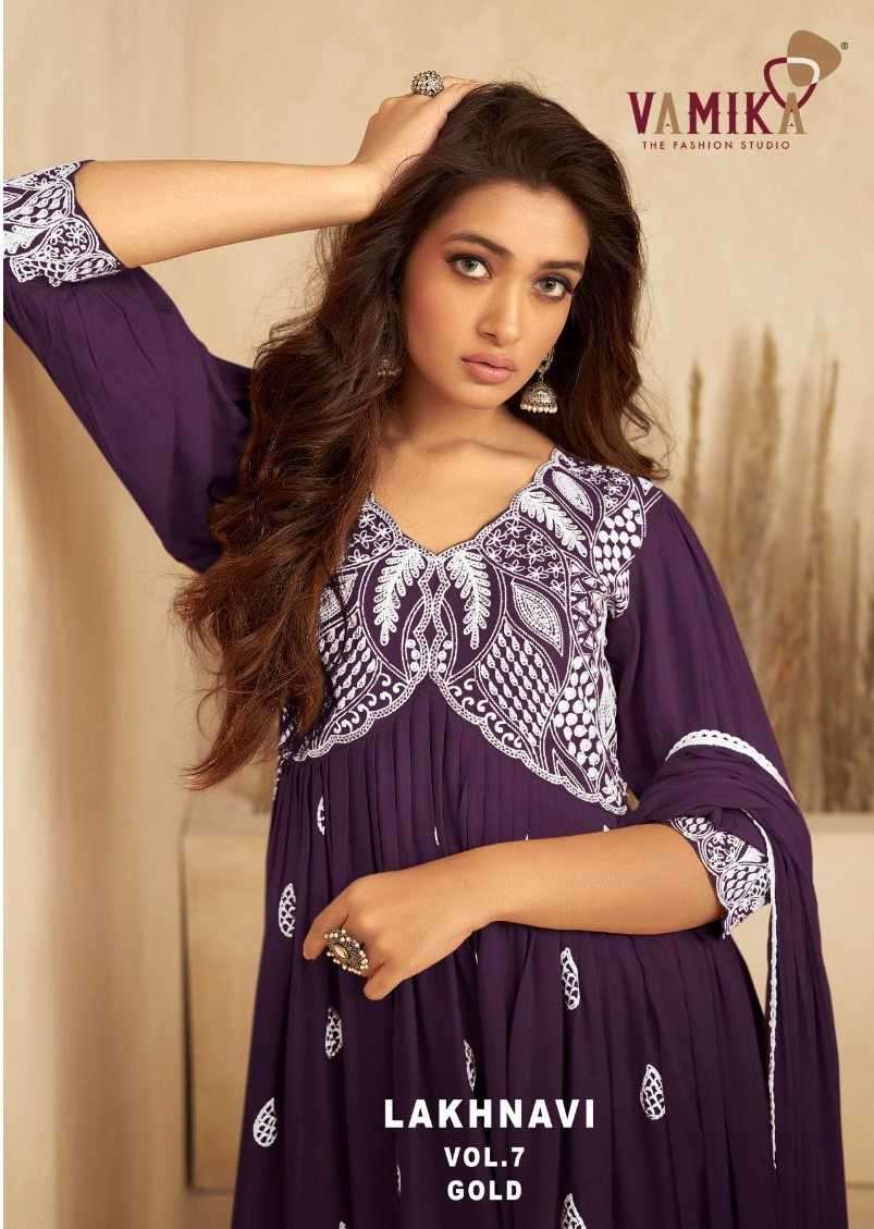 vamika lakhnavi vol 7 gold series 1038 heavy rayon readymade suit 