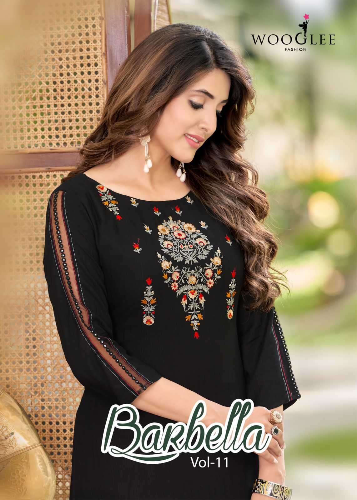 wooglee barbella vol 11 series 2072-2077 Heavy Rayon Embroidery and Handwork kurti