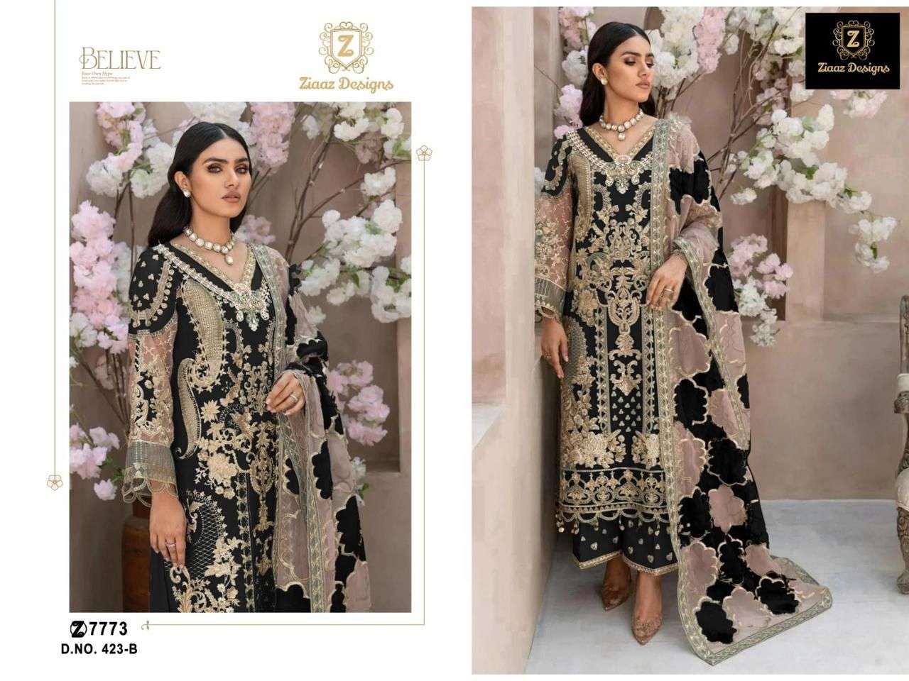 ziaaz designs 423B designer organza suit 