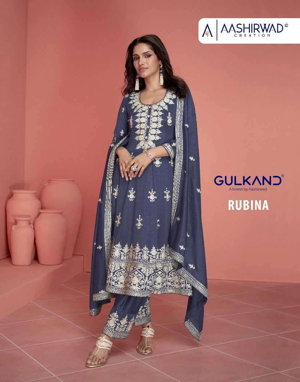 aashirwad gulkand rubina series 9897-9899 premium silk suit