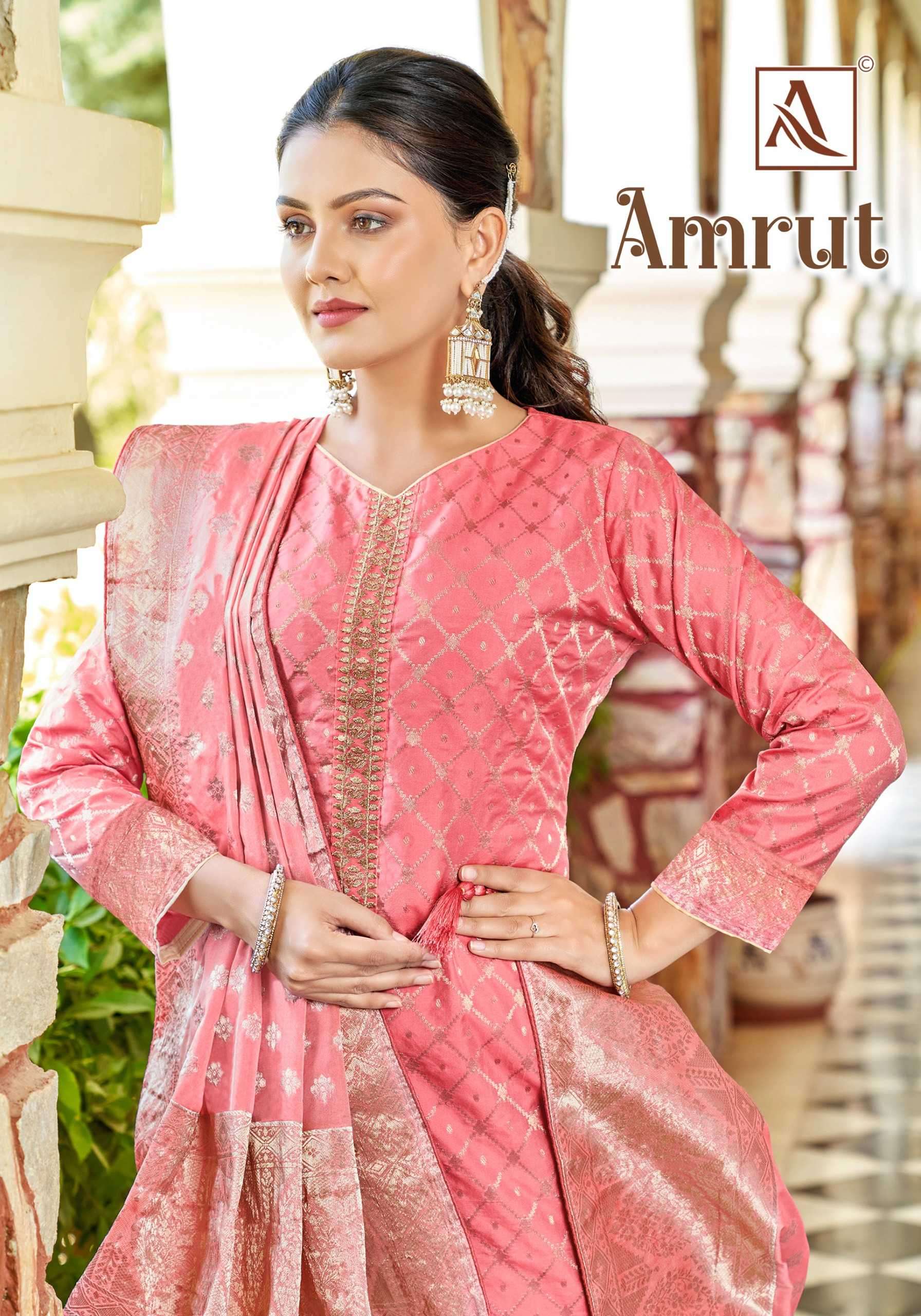 alok suit amrut series 1247001--124006 Pure Hand Weave Jacquard suit