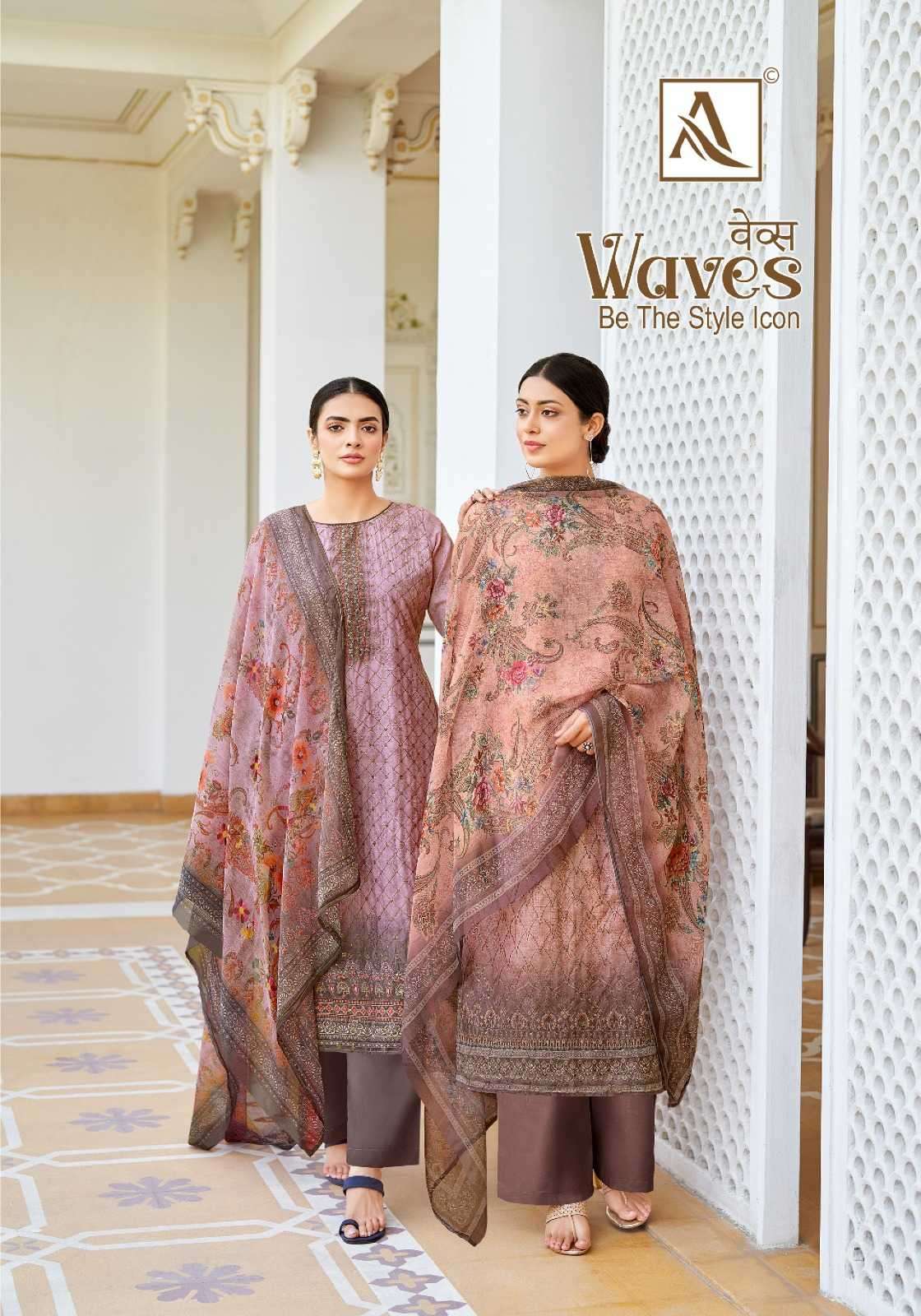 alok suit waves series 1301001-1301006 Pure Viscose Maslin suit