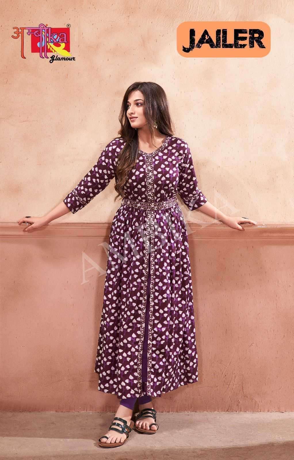 ambika kurtis jailer rayon printed kurti