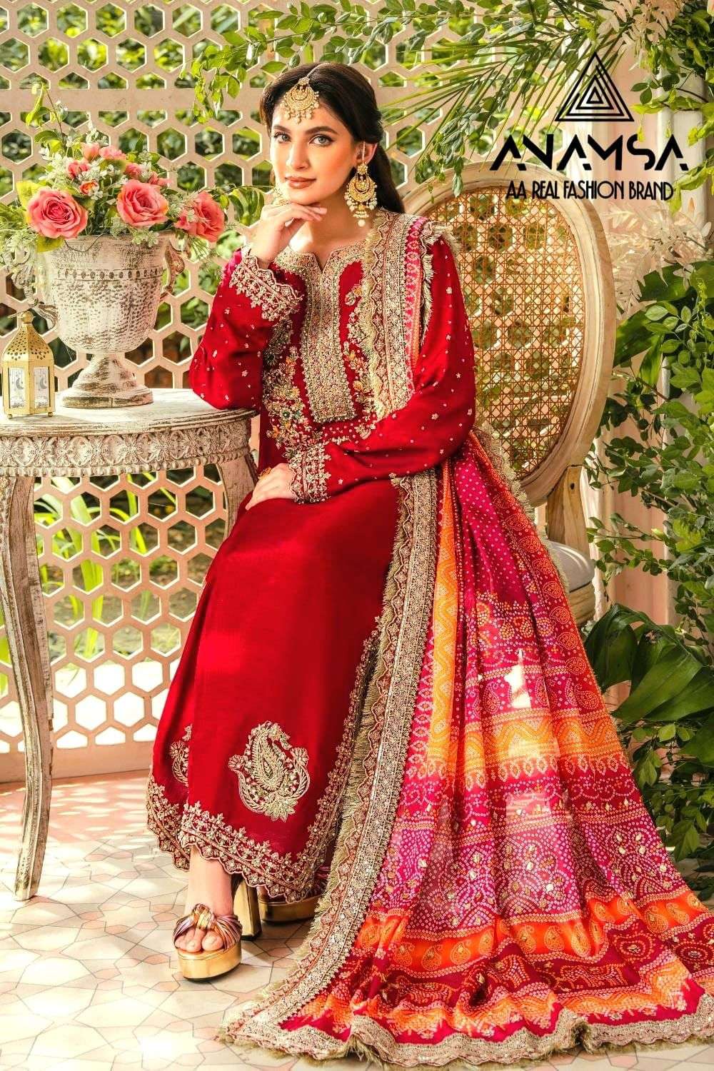 anamsa 7773 designer Heavy Pure Georgette With Heavy Embroidered suit