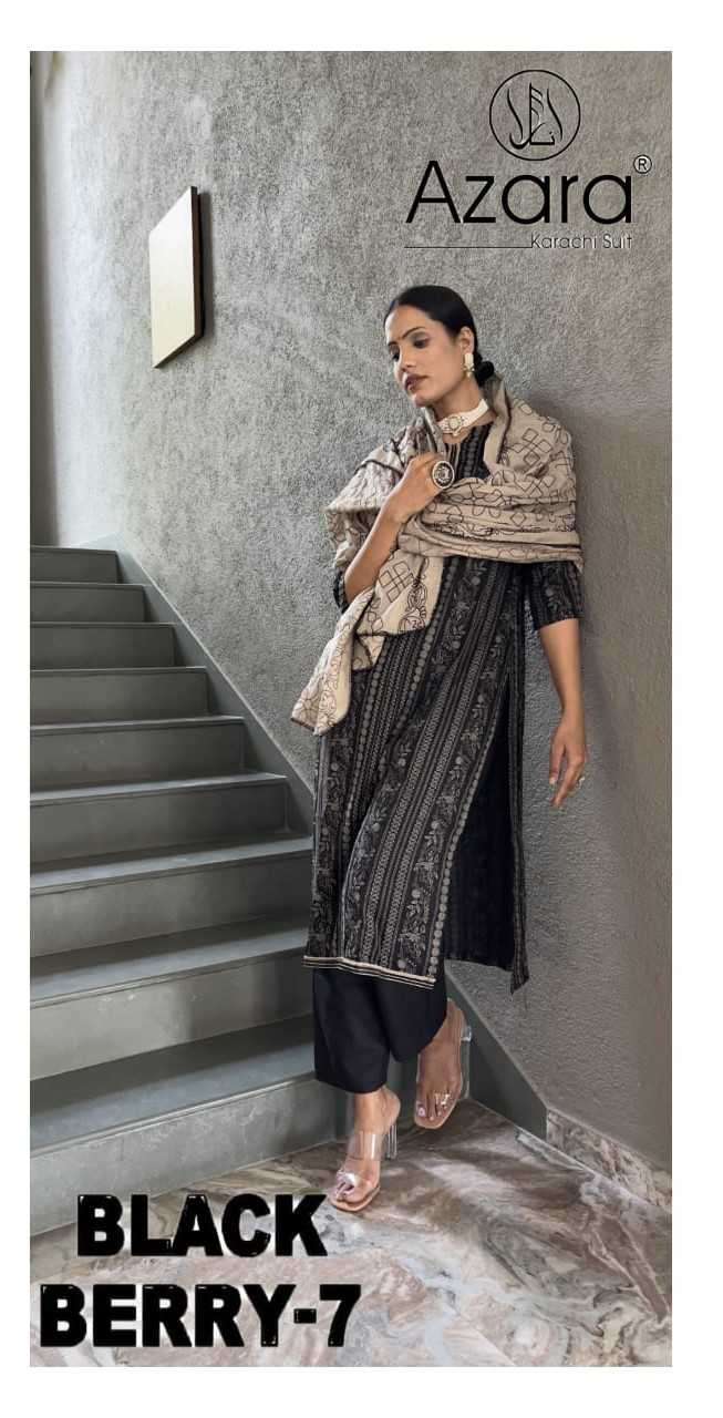 azara black berry Blossom cotton lace work suit