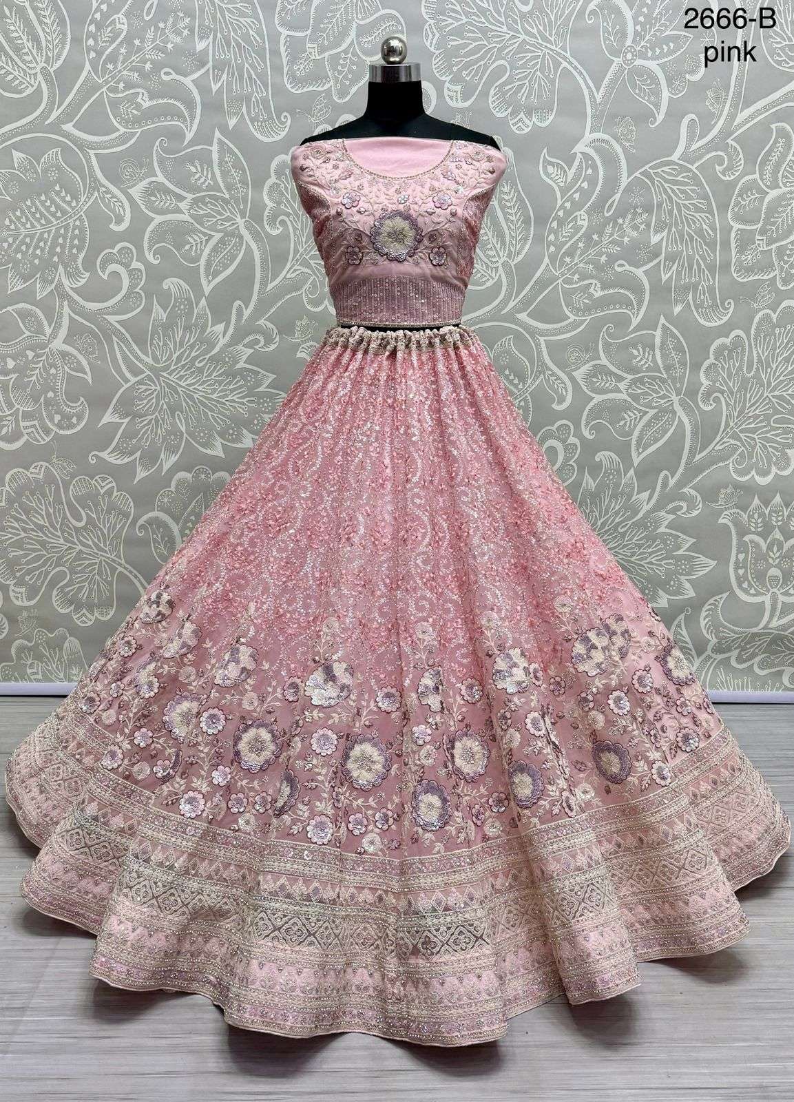 Beautifully 2666 Fancy sequins Heavy Net lehenga