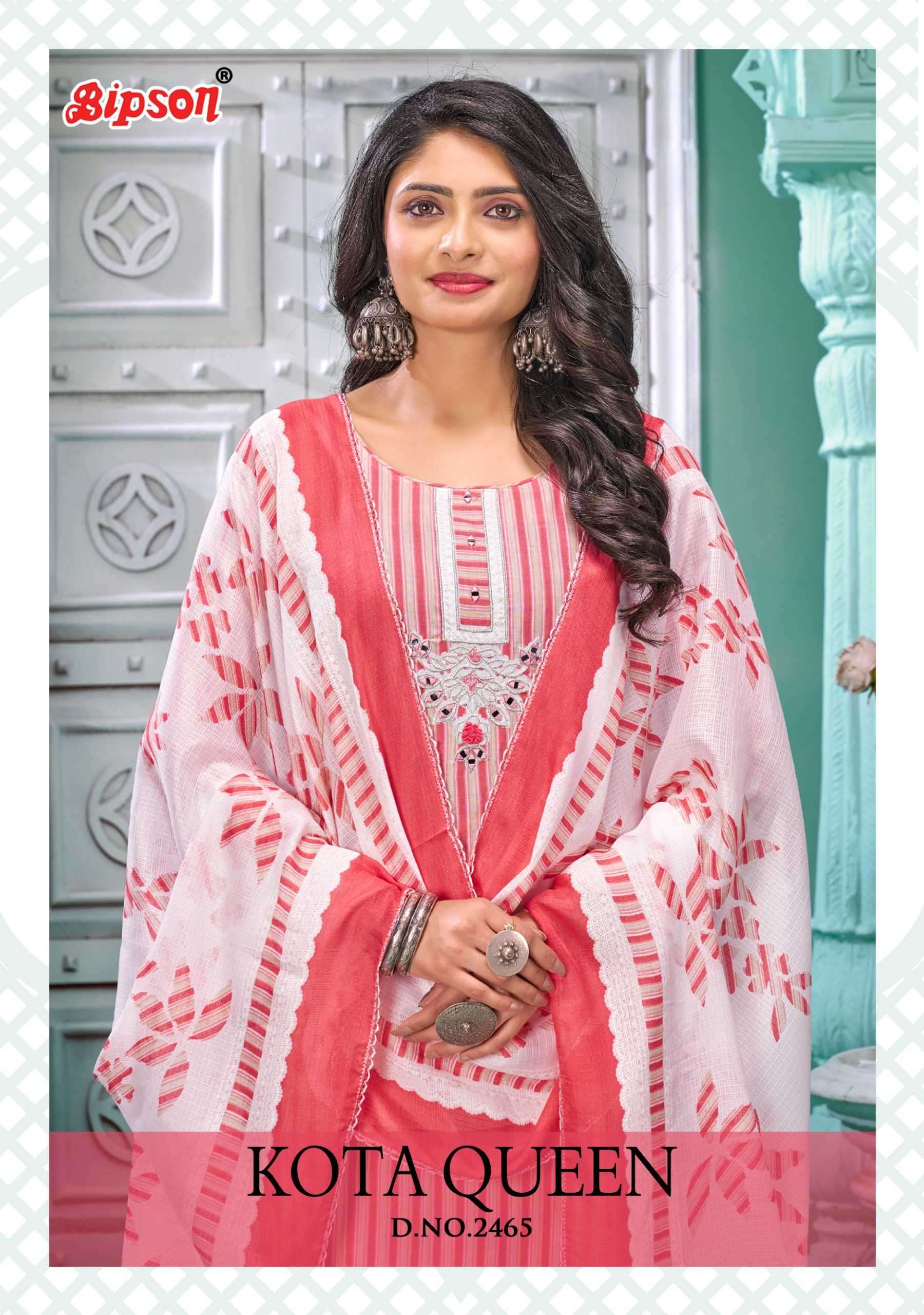 bipson kota queen series 2465-2466 Pure Cotton Katha Print With Mirror Work suit