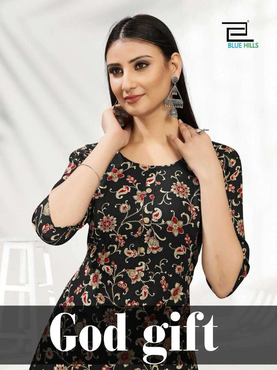 blue hills god gift series 1001-1004 Rayon premium 14 kg  print kurti
