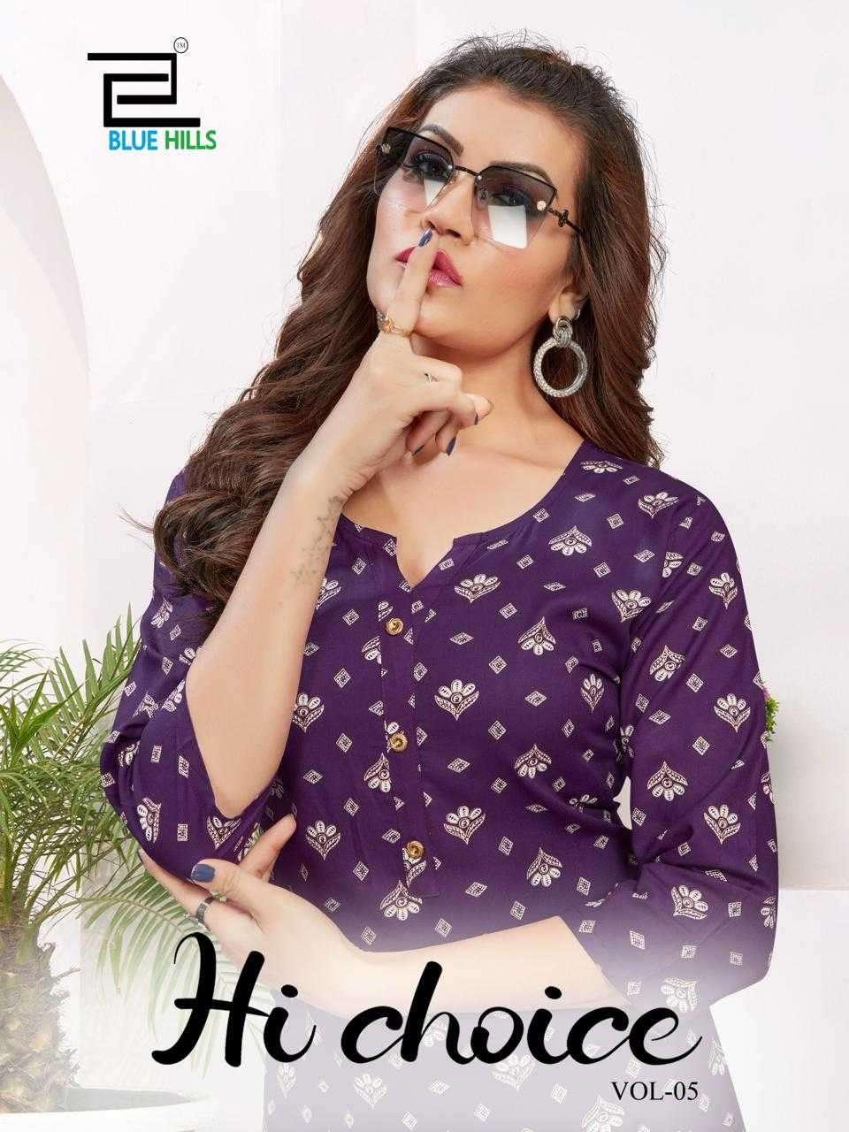 blue hills hi choice vol 5 series 1001-1006 Rayon 14 kg kurti