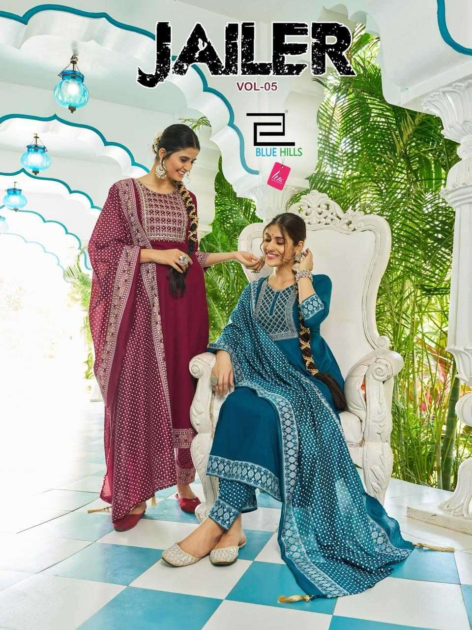 blue hills jailer vol 5 series 5001-5008 Heavy Chanderi readymade suit 
