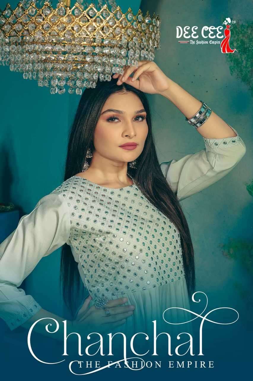 dee cee chanchal series 101-106 heavy chanderi kurti