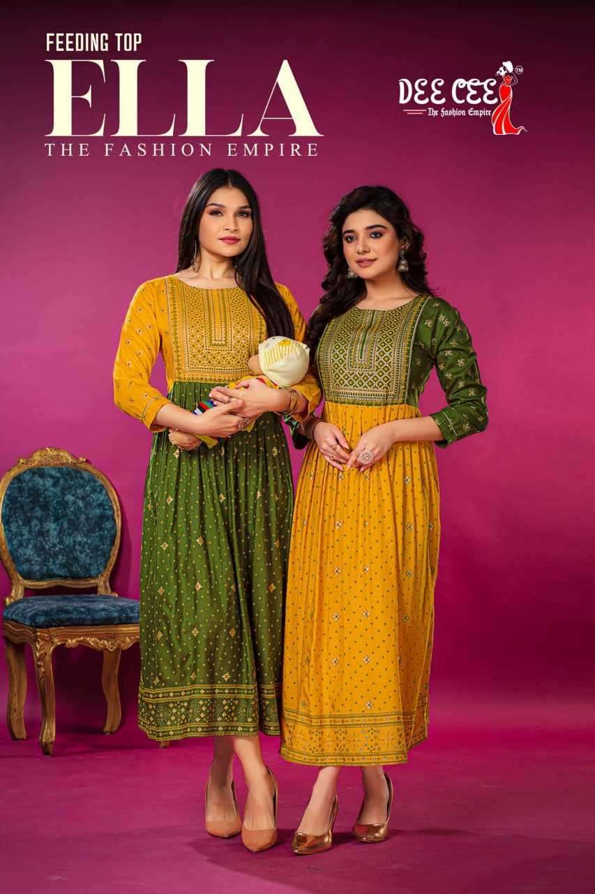 dee cee ella series 101-106 heavy rayon kurti 