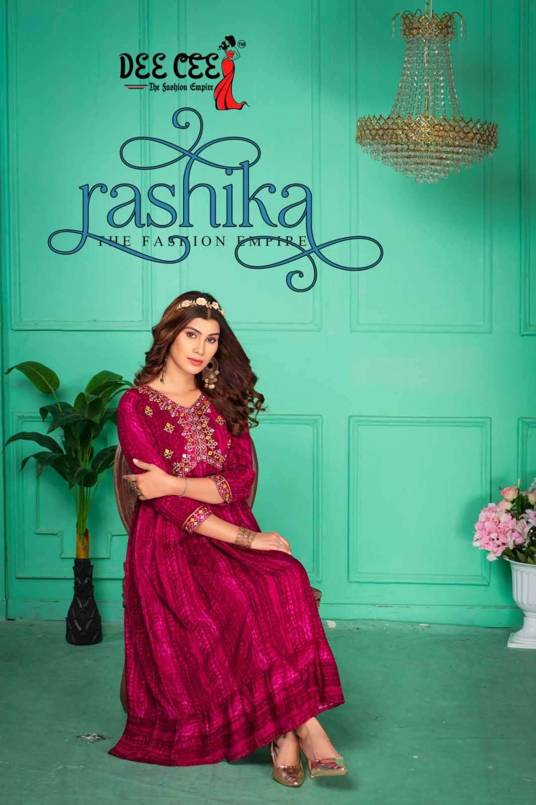dee cee rashika series 101-106 rayon slub print kurti