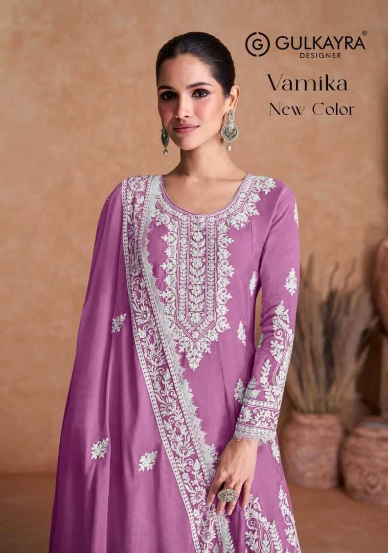 gulkayra vamika new color 7405 E-H real silk suit