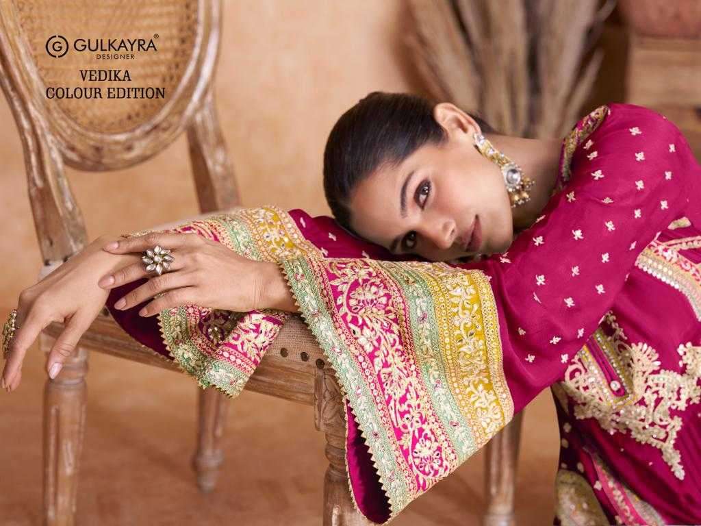 gulkayra vedika colour edition series 7406 real chinon suit 