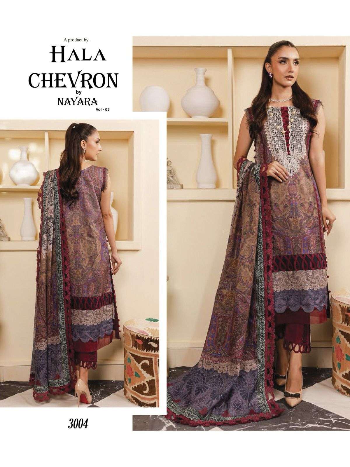 hala chevron by nayra vol 3 designer pure cotton suit 