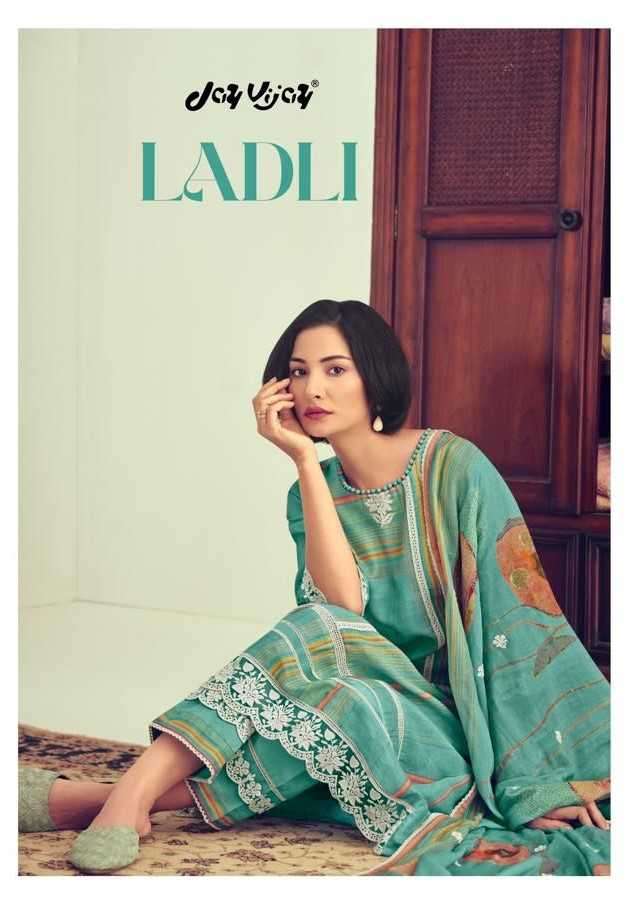 jayvijay ladli series 9021-9025 pure linen digital print suit