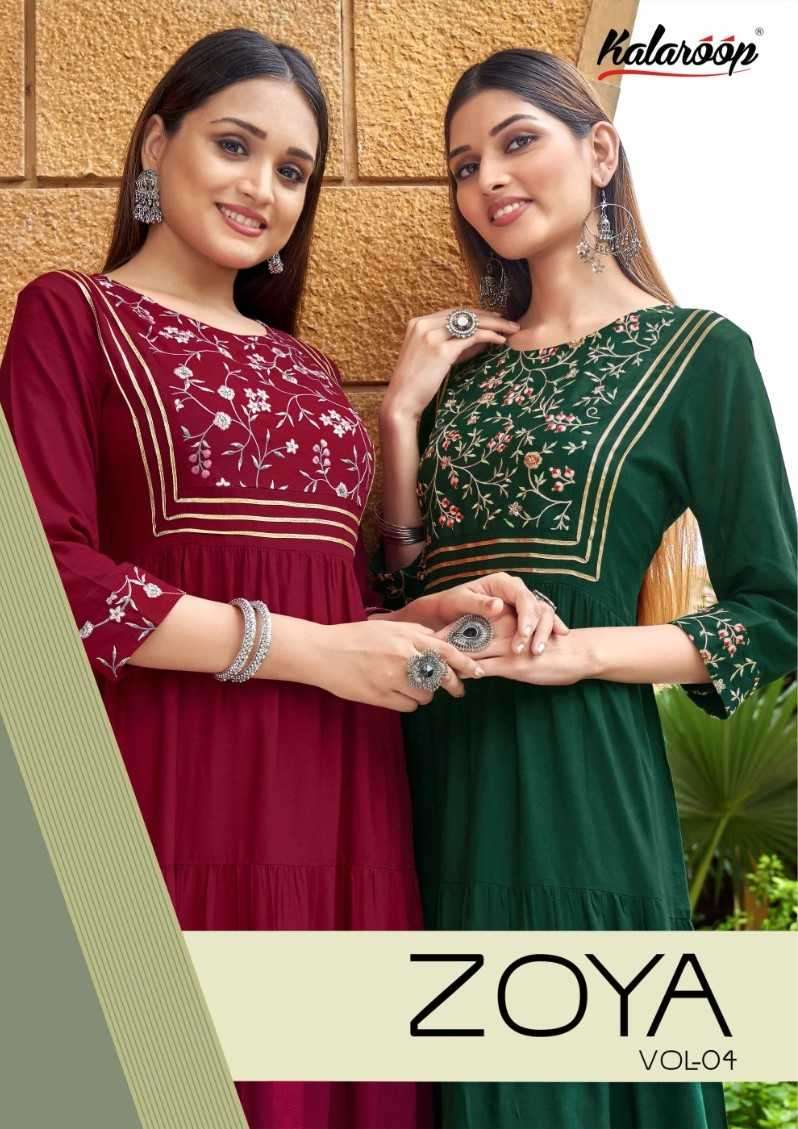 kalaroop kajree zoya vol 4 series 13516-13519 Heavy fancy Rayon Embroidered Work kurti