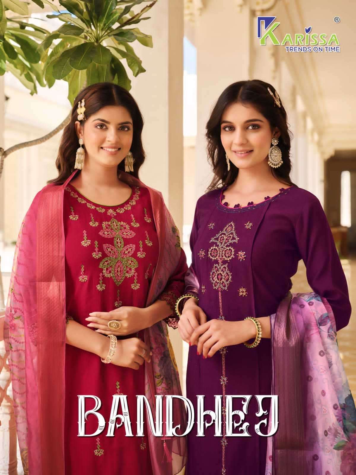 karissa bandhej series 1001-1004 viscose silk suit 