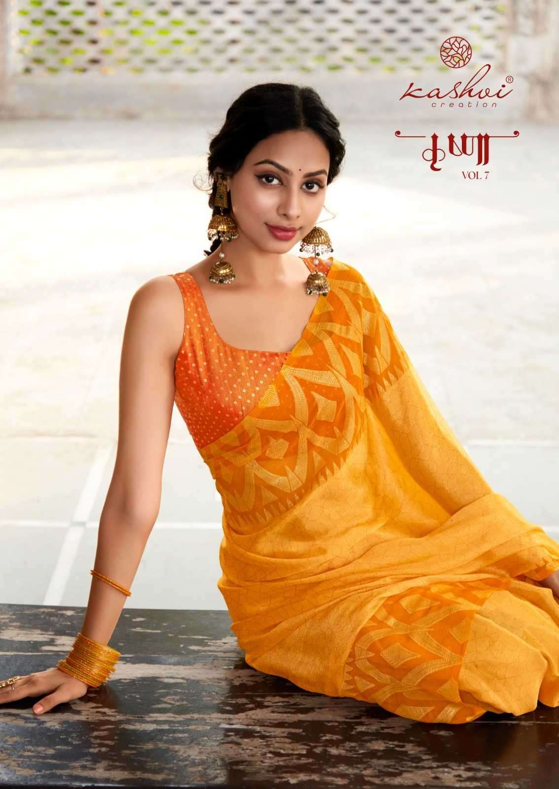 kashvi krishna vol 7 series 1001-1008 chiffon brasso saree