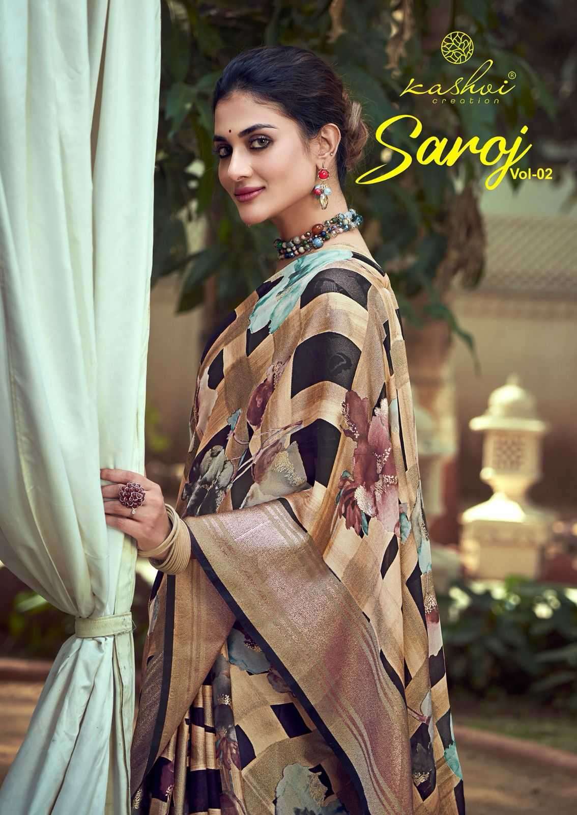 kashvi saroj vol 2 series 1001-1008 dull moss brasso saree