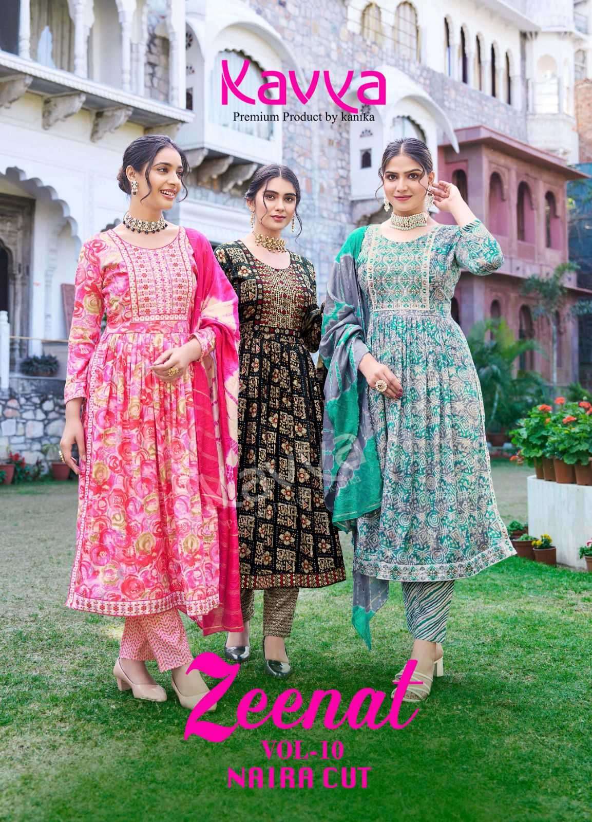 kavya zeenat vol 10 series 10001-10010 capsule foil readymade suit 