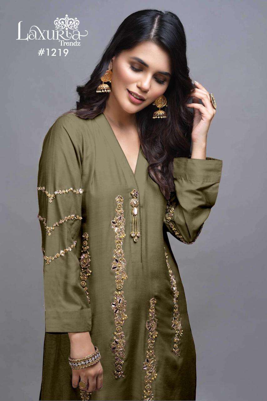 laxuria 1219 Imported Satin stylish Tunic Hand Work 