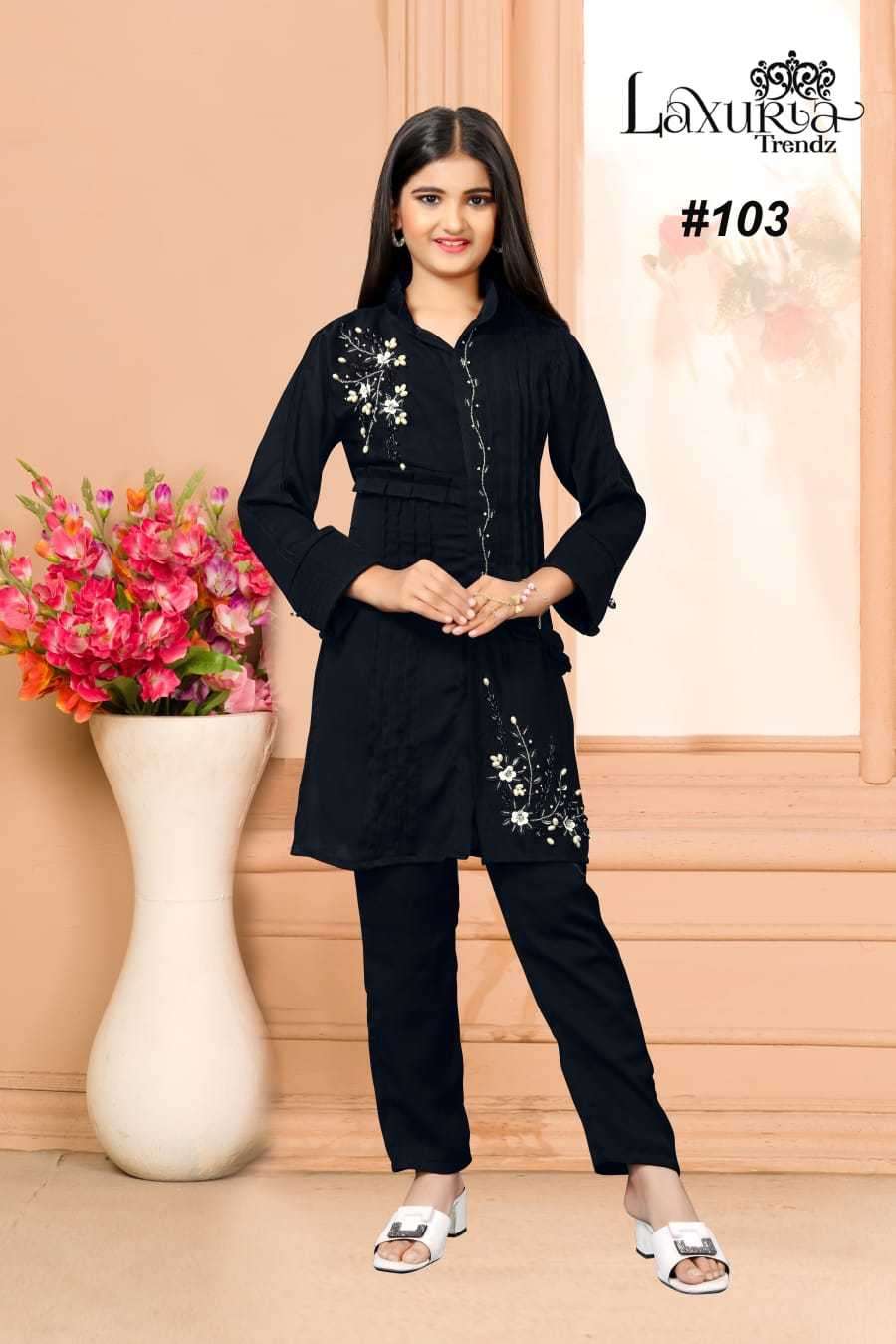 laxuria lt 103 BSY Satin Designer Tunic with Gorgeous Handwork