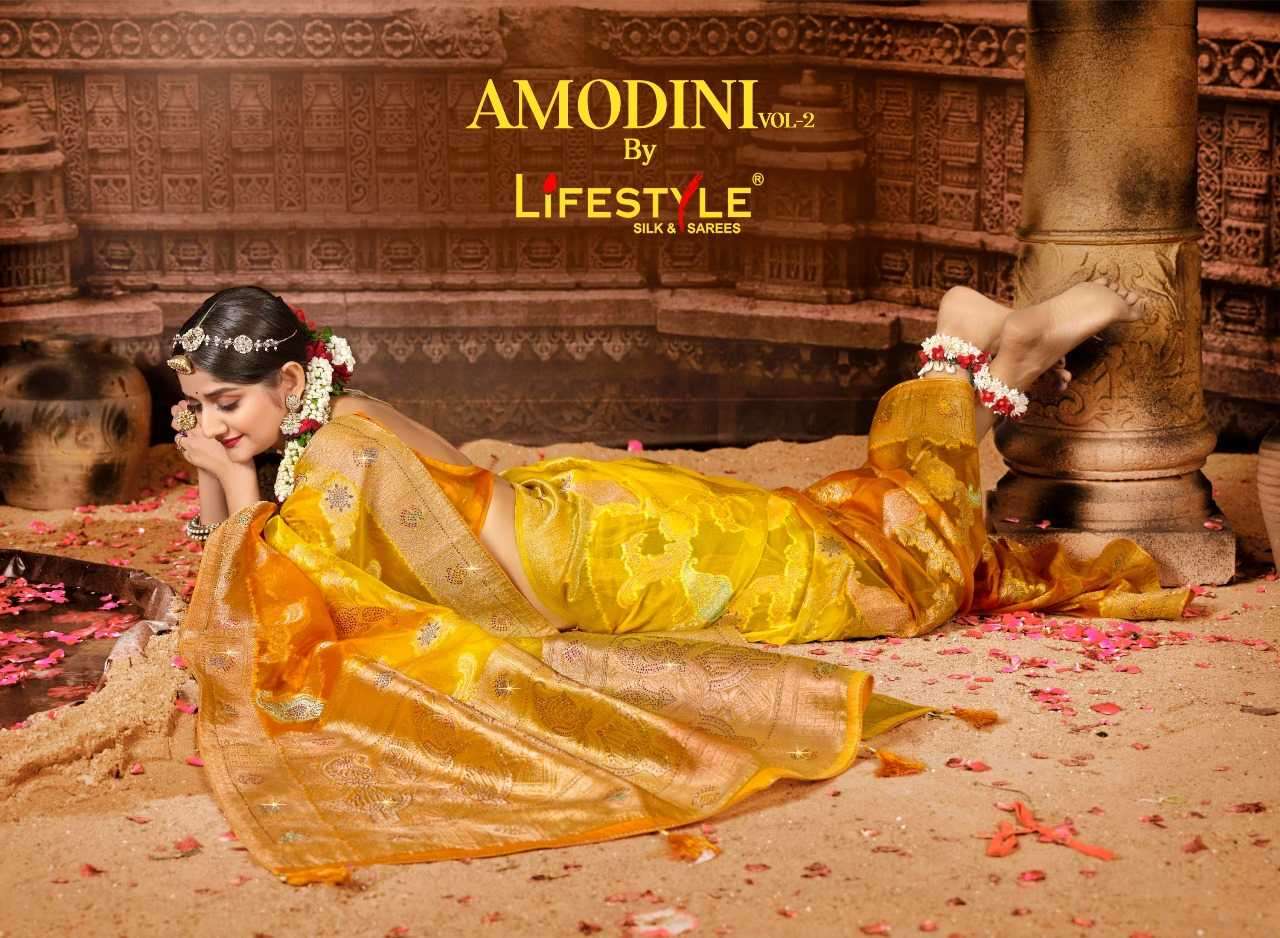 lifestyle amodini vol 2 series 24281-24284 nylon organza saree