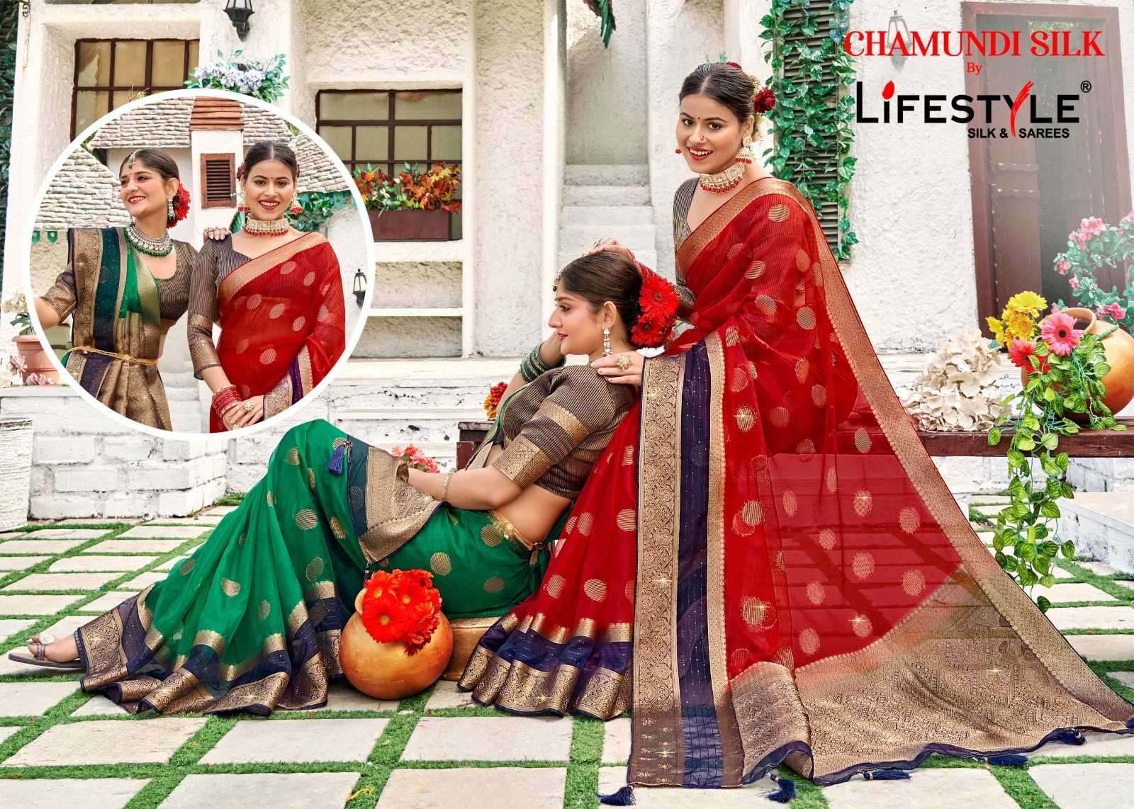 lifestyle chamundi silk vol 1 series 23931-23934 silk saree