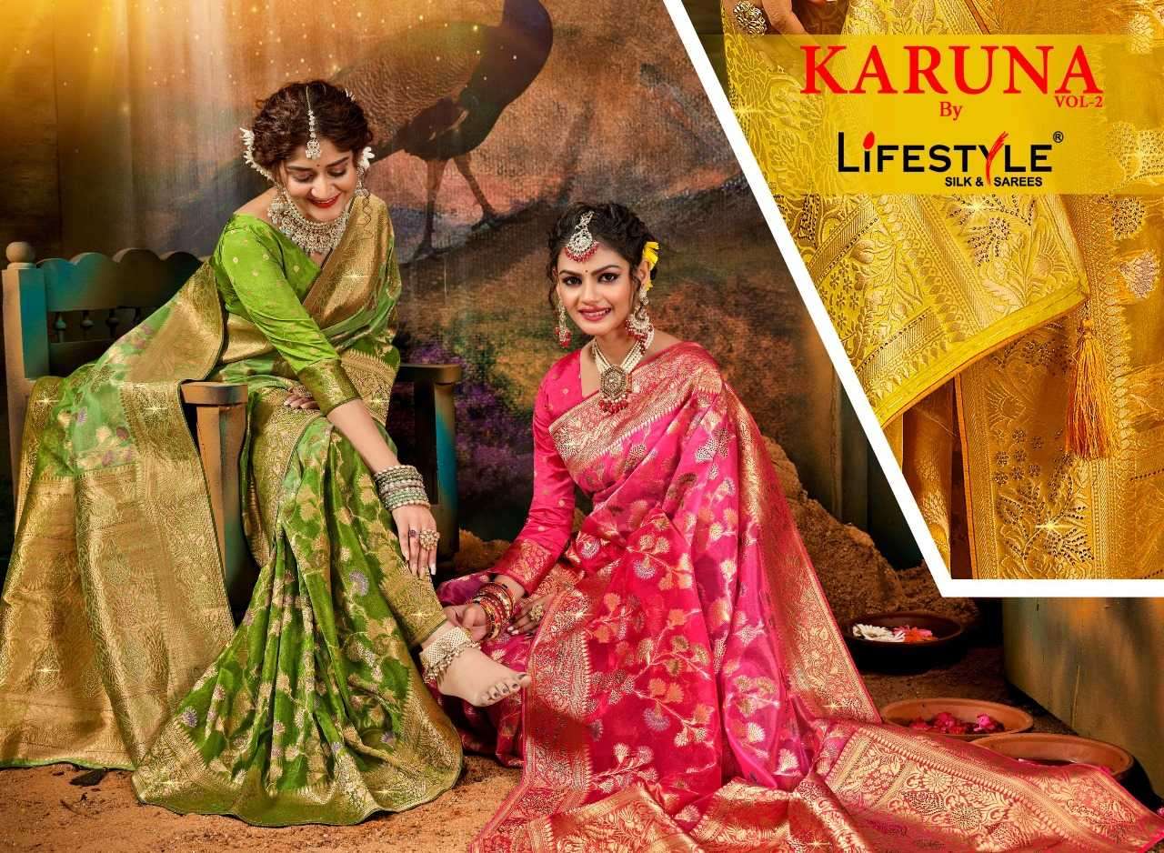 lifestyle karuna vol 2 series 24891-24894 nylon organza saree