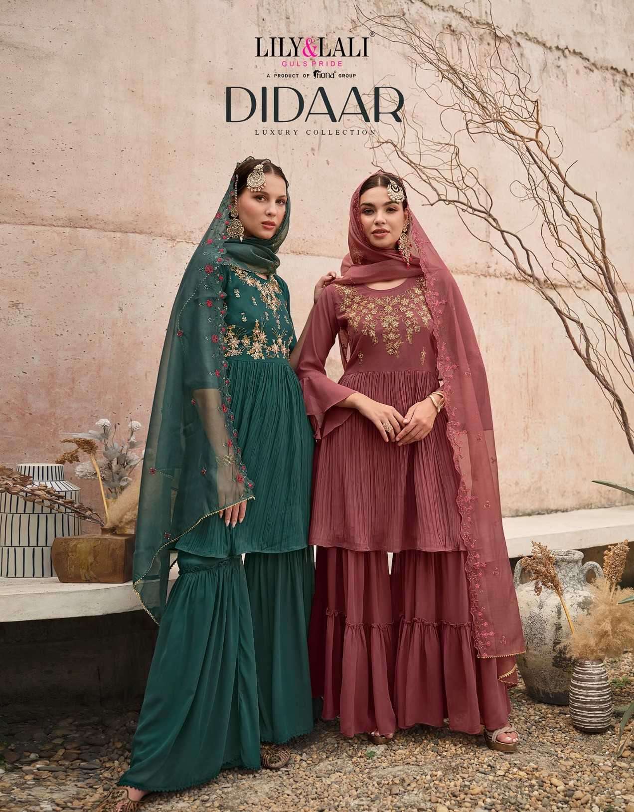lily and lali didaar series 15811-15814 heavy georgette sharara suit 