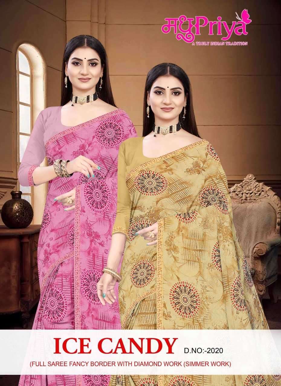 madhupriya ice candy 2020 series 1001-1008 chiffon saree