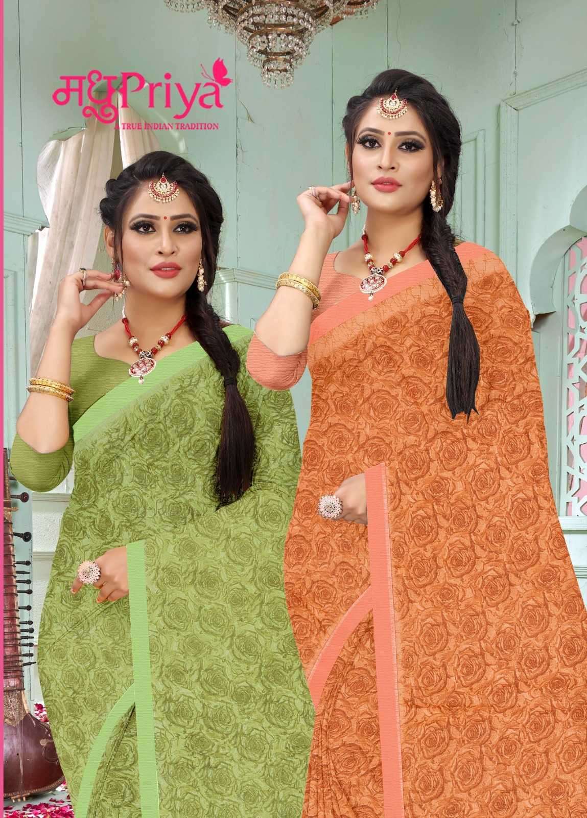 madhupriya kulfi 1064 series 5001-5008 chiffon saree